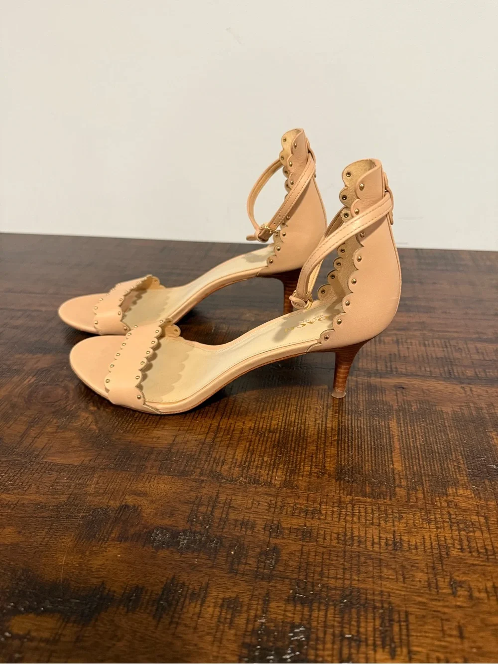 Women's Coach Monica Scalloped Leather Heels 8 Shoes